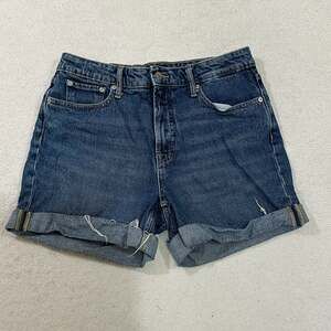 Free Assembly Women's High-Rise Medium Wash Cuffed Denim Shorts